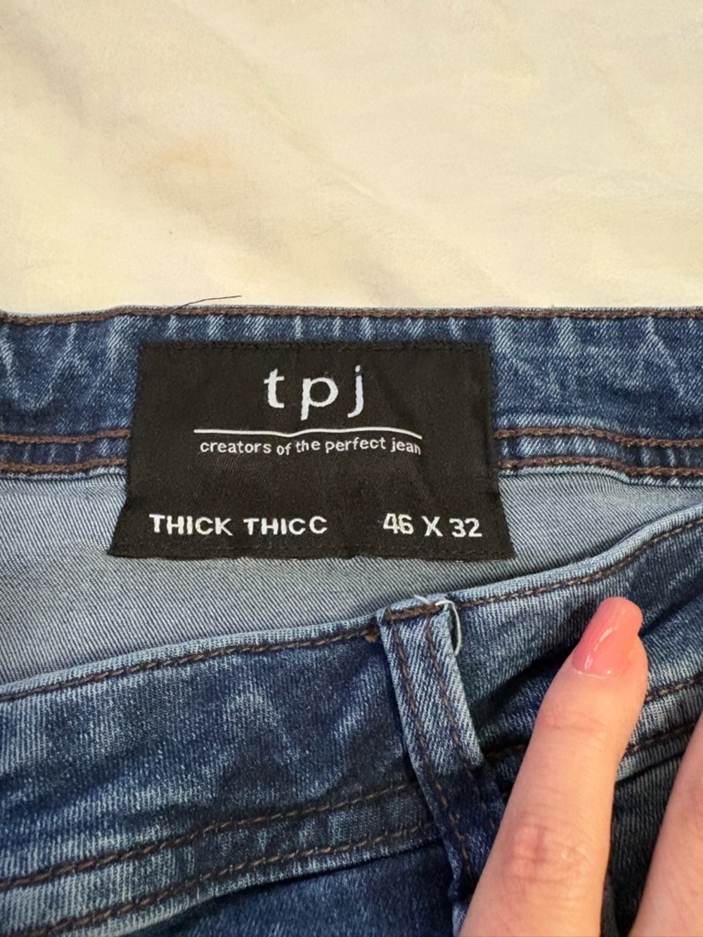 TPJ The Perfect Jean Thick Stretch Jeans Dark Blue 46x32 Men's Straight Leg EUC - Picture 2 of 6